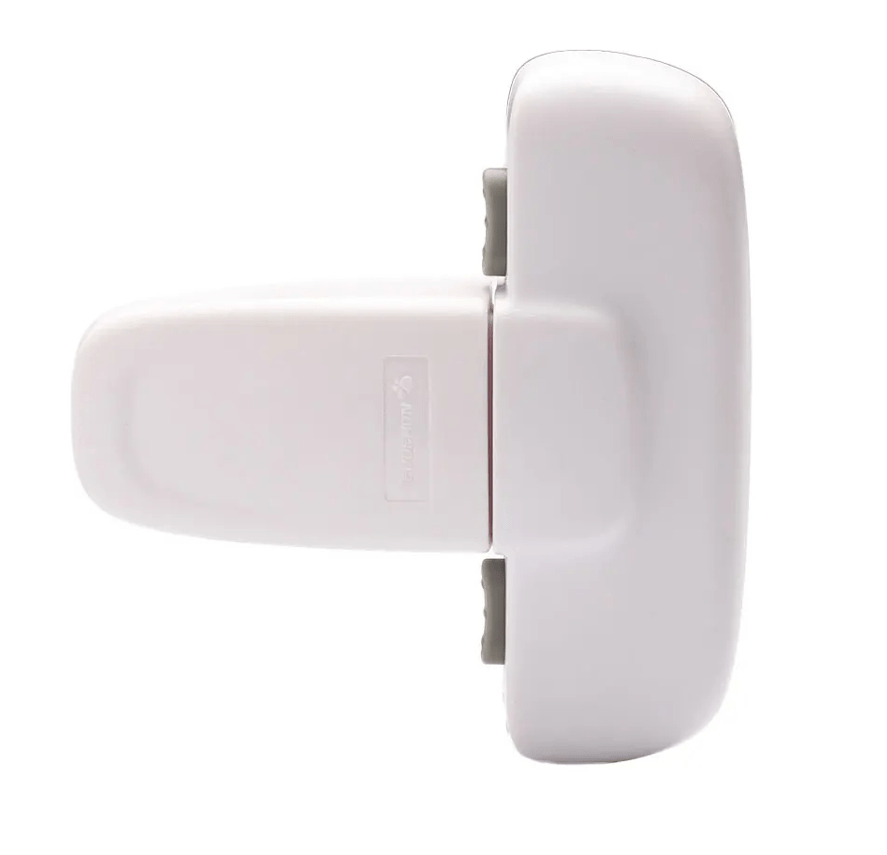 Bloque porte bebe gris discret compatible toutes surfaces lisses réfrigérateurs placards tiroirs sans vis ni trous