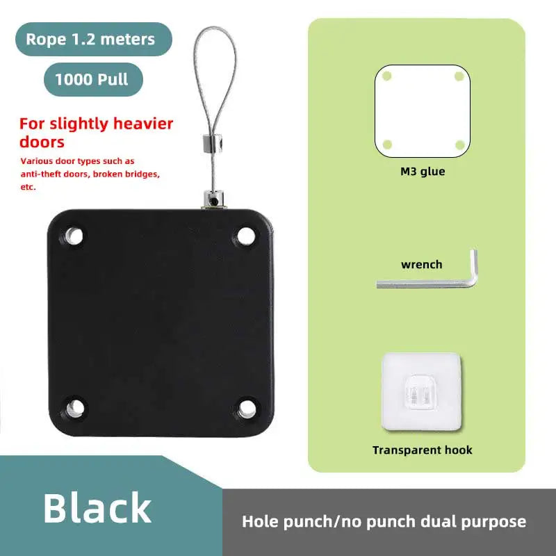 Bloque porte câble rétractable noir adhésif 3M sans perçage anti-claquement sécurité enfant