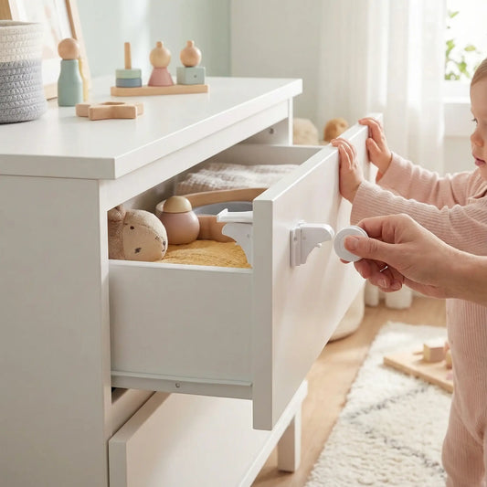 Bloque porte magnétique invisible avec clé pour sécurité enfant, installation adhésive sans perçage sur tiroir cuisine