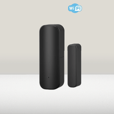 Capteur connecte WiFi taille compacte main design minimaliste discret compatible toutes ouvertures domotique alarme sans fil