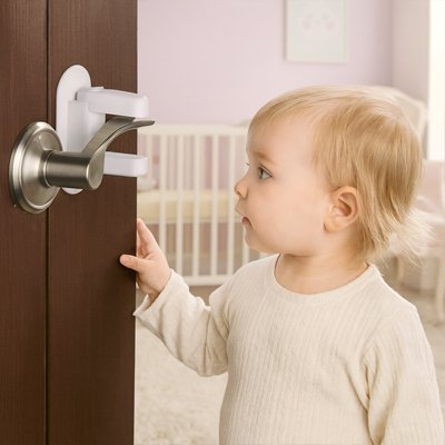 Garde-porte enfant bloque porte bebe avec poignée orientée centre pour sécurisation domestique optimale maison