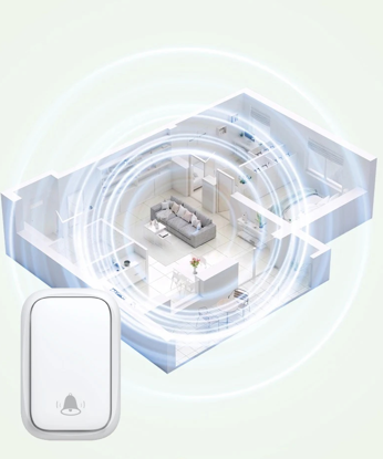 Sonnette connectée sans fil étanche IP44 design moderne blanc noir or adhésif 3M résistant intempéries