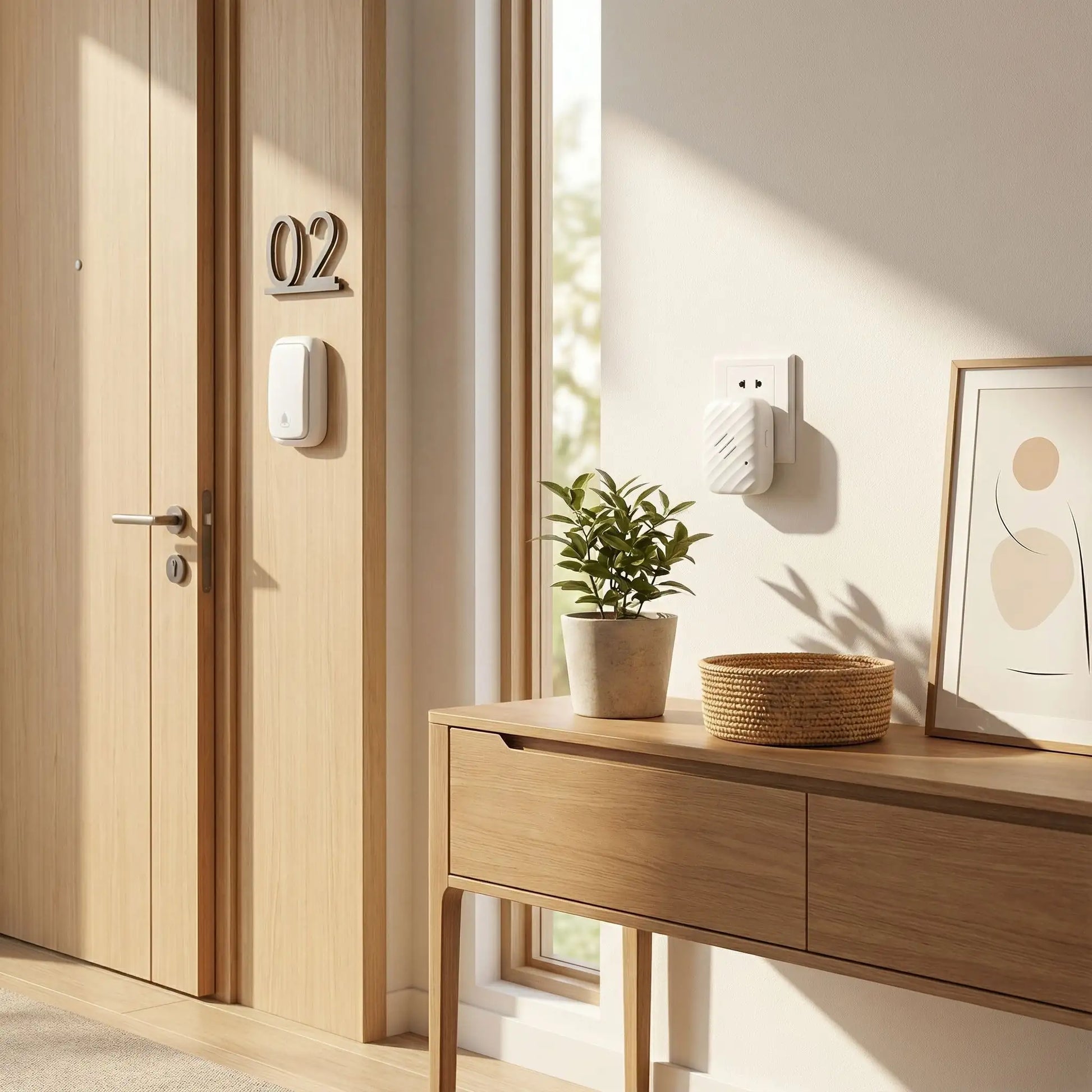 Sonnette connectée sans fil auto-alimentée énergie cinétique portée 150m sans pile batterie installation facile