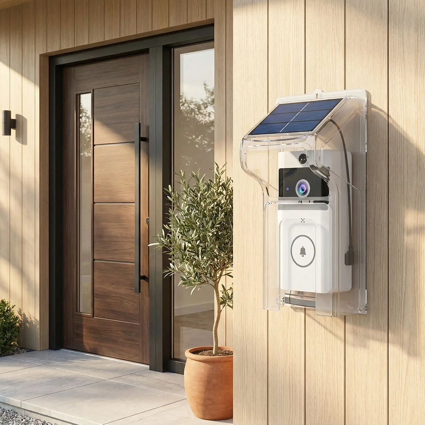 sonnette sans fil avec caméra solaire panneau photovoltaïque 5W autonomie permanente vision nocturne infrarouge IP65 extérieur maison