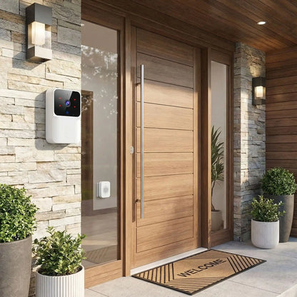 Sonnette sans fil vidéo HD 1080p camera intelligente angle vision 166 degrés installation facile batterie rechargeable