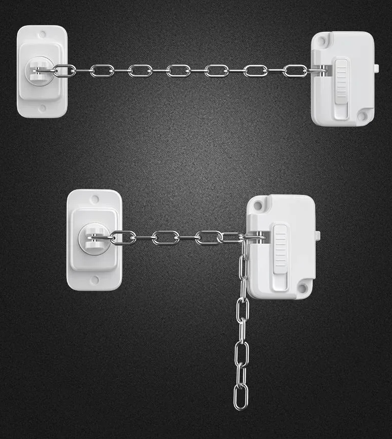 bloque porte bebe montre deux possibilités modes installation, protection