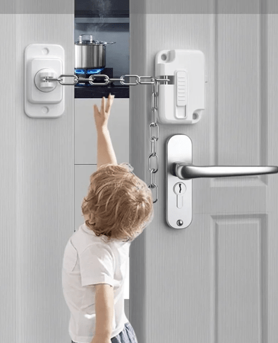 Bloque Porte Sans Perçage Adhésif 3M Inox - Sécurité Maison Boutique