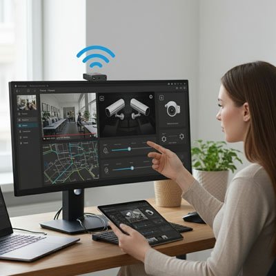 caméra thermique extérieur avec enregistrement, elle regarde, c'est la vidéo de surveillance sur son ordinateur