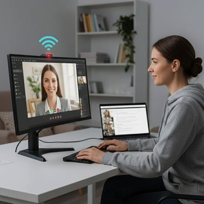 caméra thermique extérieur avec enregistrement, elle parle à sa sœur par caméra