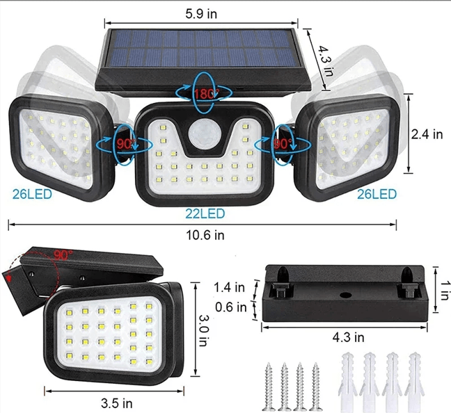 detecteur de mouvement lumiere 74 LED IP65 - Sécurité Maison Boutique
