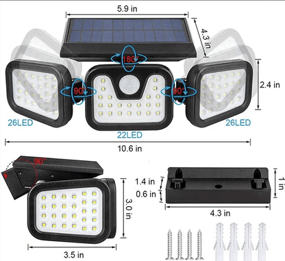 detecteur de mouvement lumiere 74 LED IP65 - Sécurité Maison Boutique