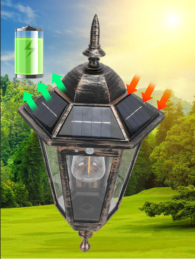 Éclairage extérieur solaire puissant design rétro vintage lampe jardin LED 200 lumenst