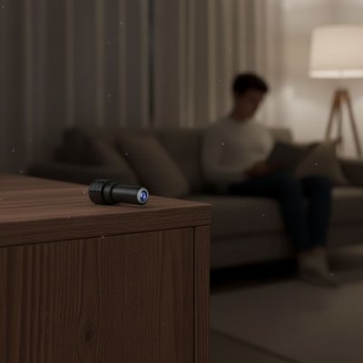 caméra de chasse sur un coin de commode