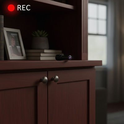 caméra de chasse sur un meuble de salon